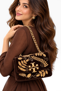 Gilded Fern Velvet Chain Bag