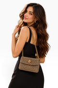 Golden Serpentine Crystal Luxe Shoulder Bag