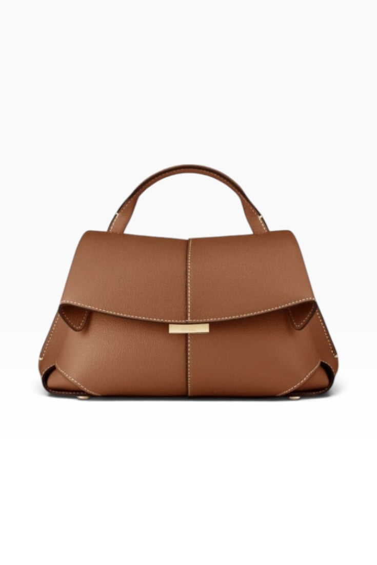 Cognac Heritage Sculpted Top Handle Bag