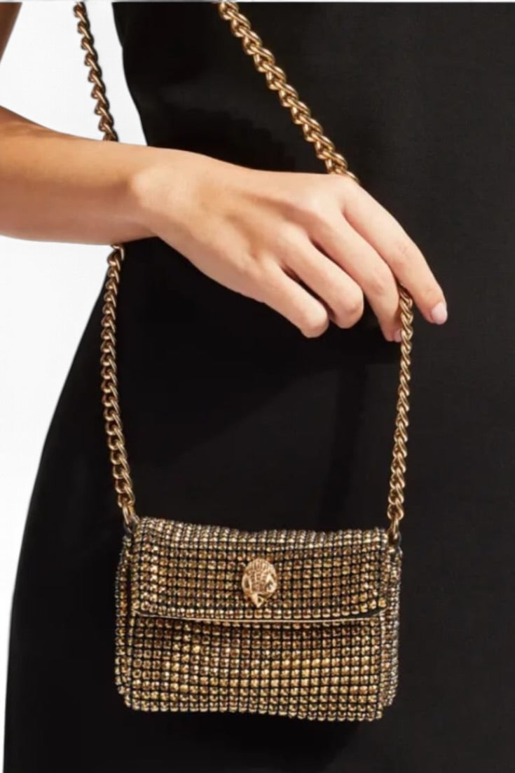 Golden Serpentine Crystal Luxe Shoulder Bag