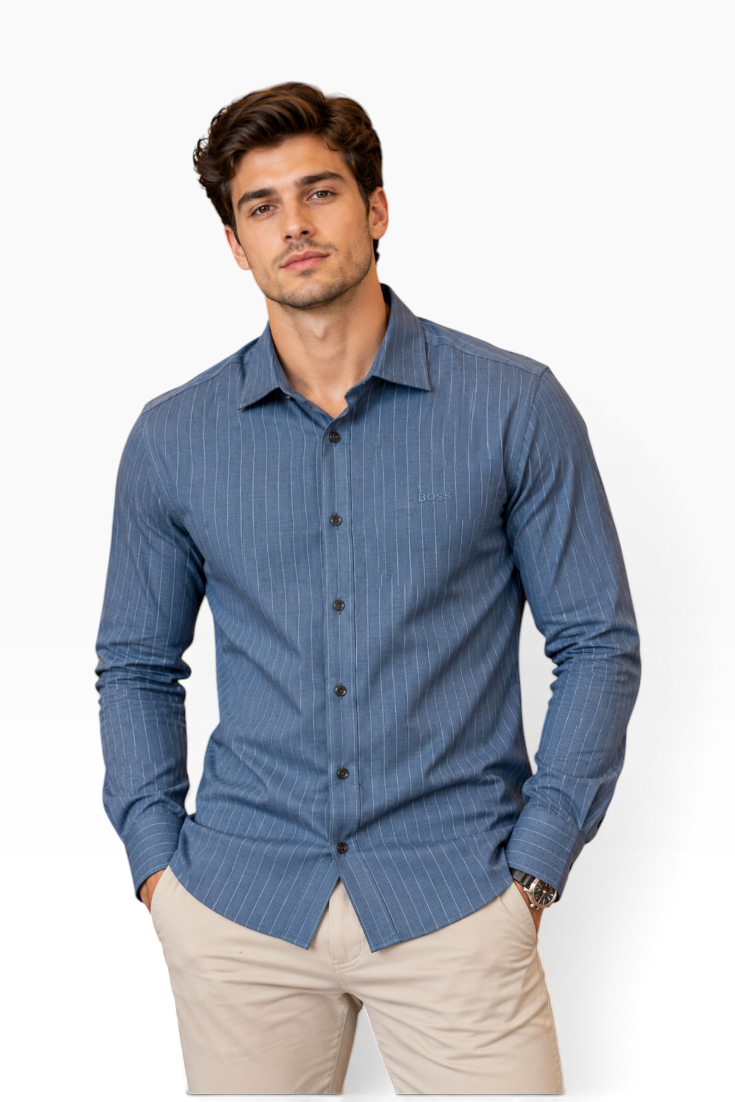 Azure Pinstripe Tailored Shirt