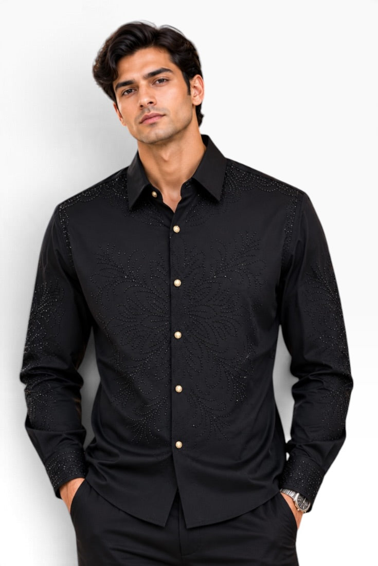 Midnight Noir Royale Embellished Shirt