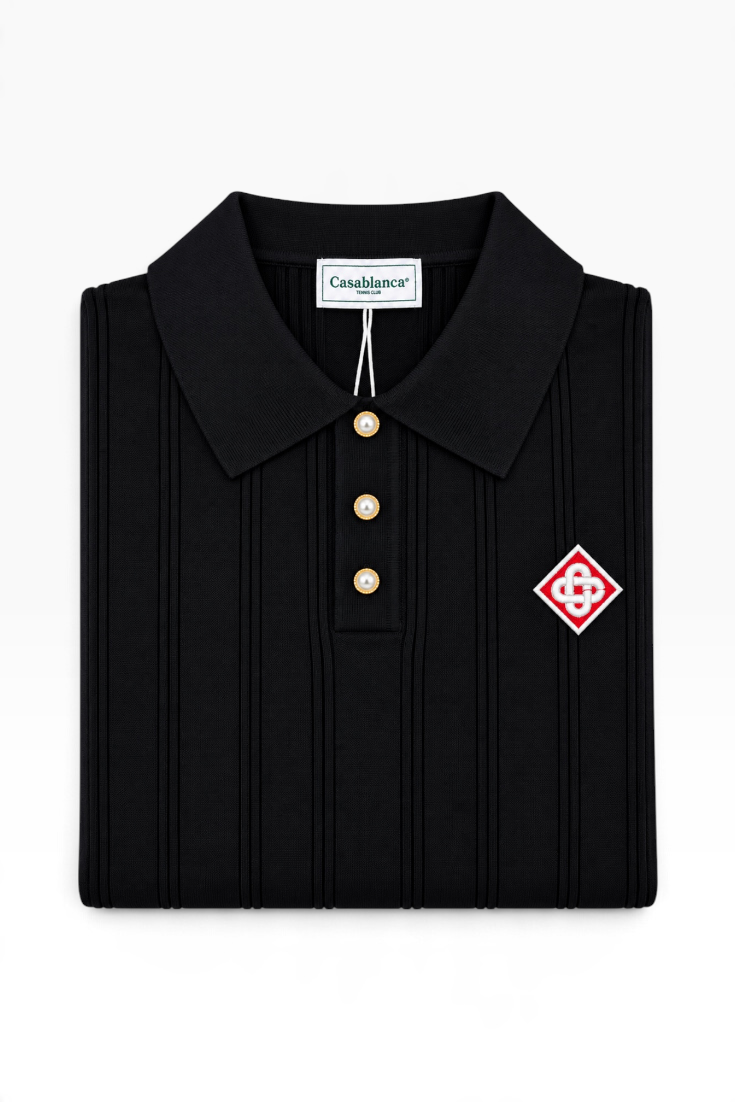 Midnight Royale Ribbed Polo Sweater