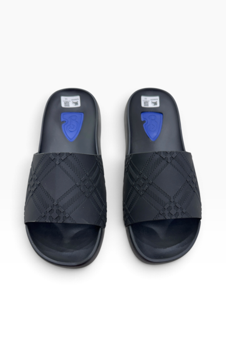 Midnight Tartan Embossed Slides