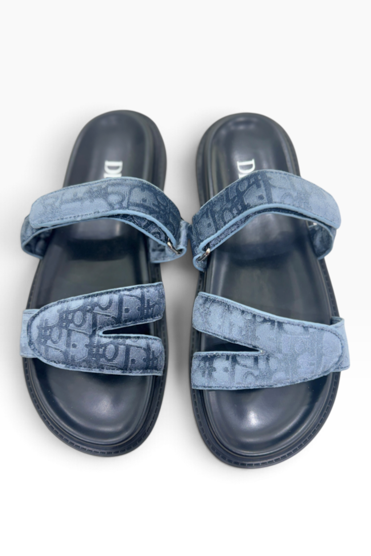 Azure Oblique Double-Strap Slides