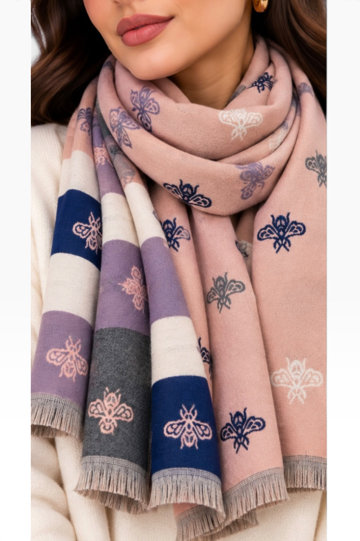 Blush Bee Reversible Shawl