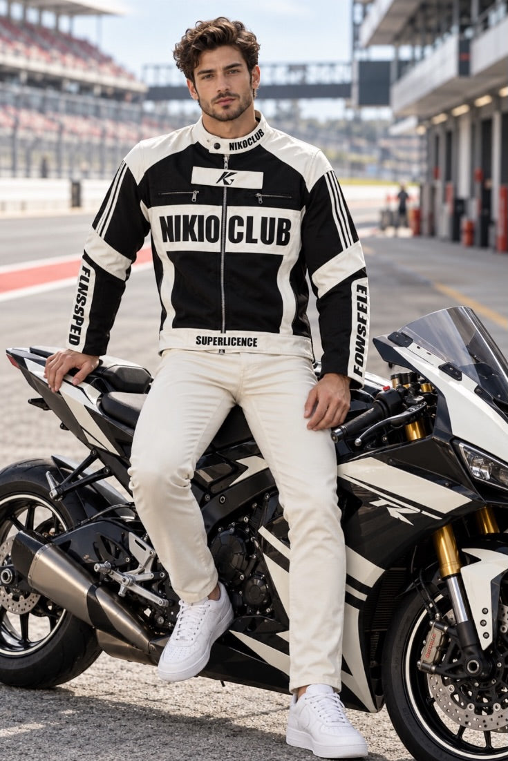 Monochrome Velocity Club Racing Biker Jacket