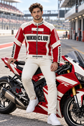 Crimson Velocity Club Racing Biker Jacket