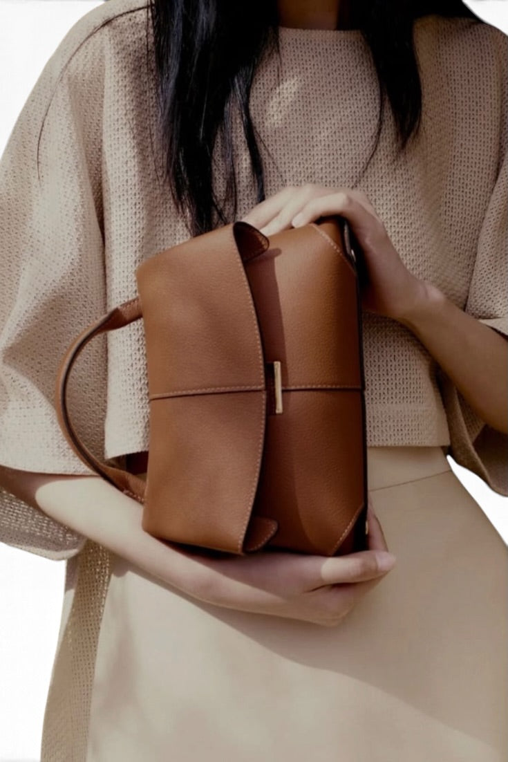 Cognac Heritage Sculpted Top Handle Bag