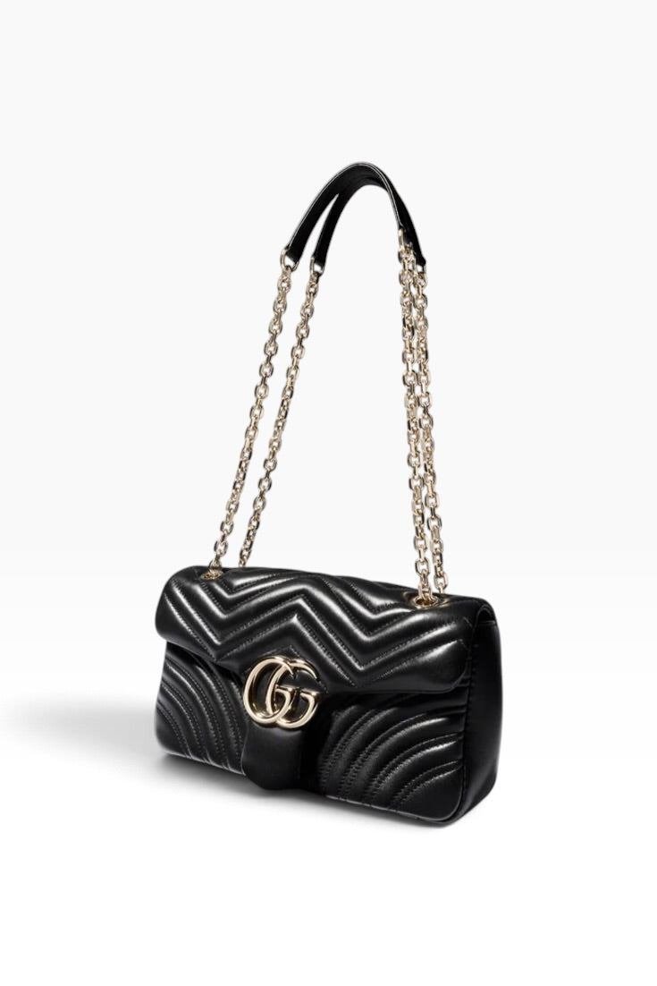 Midnight Chevron Luxe Chain Shoulder Bag