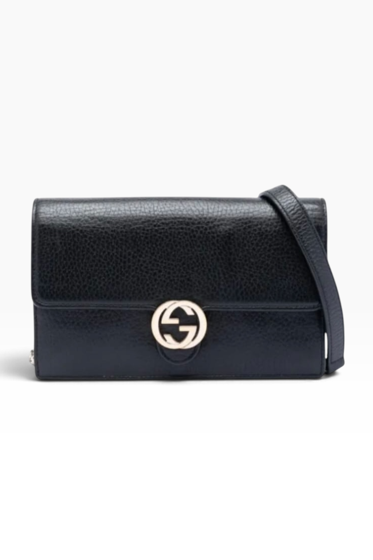 Noir Emblem Chain Crossbody