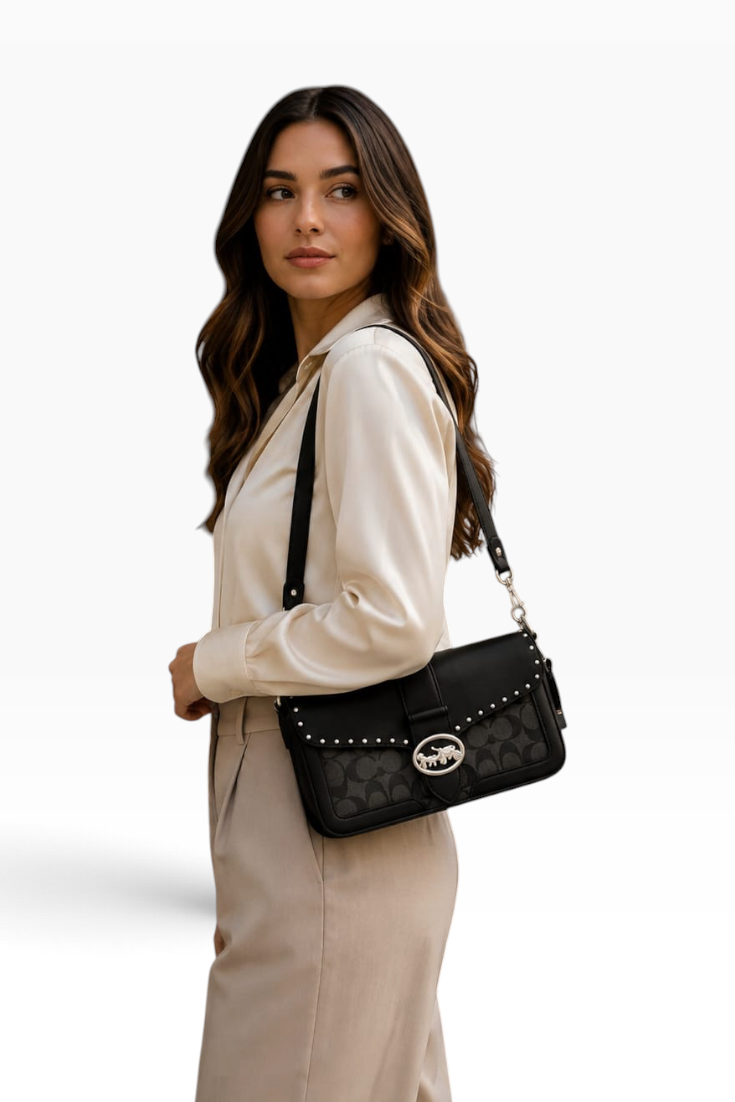 Midnight Signature Stud Shoulder Bag