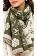Olive Camellia Reversible Shawl