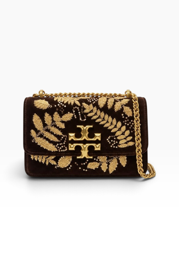 Gilded Fern Velvet Chain Bag