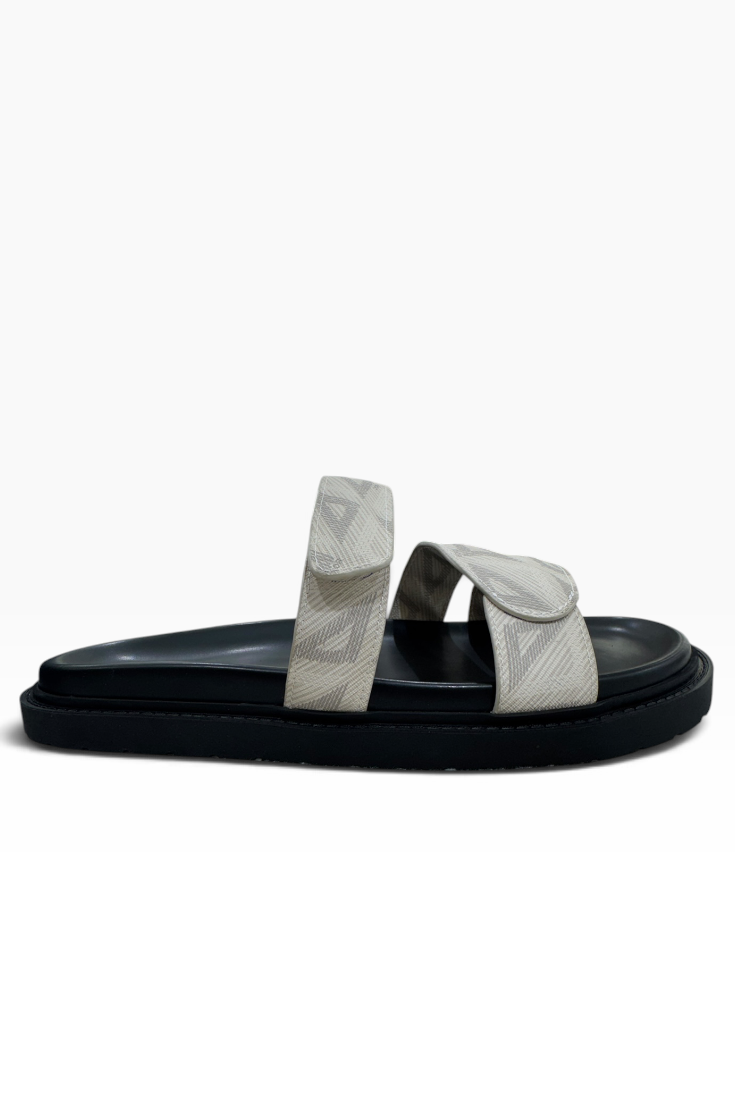 Ivory Geo Luxe Double-Strap Slides