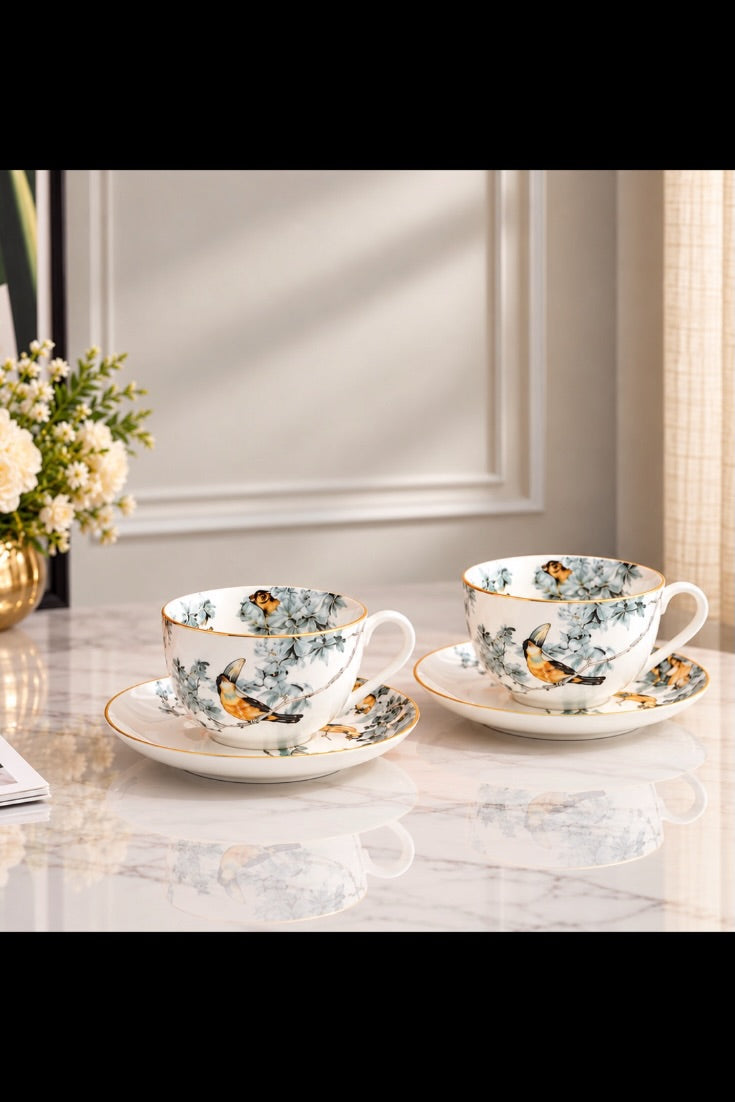 Golden Songbird Botanical Luxury Tea Set