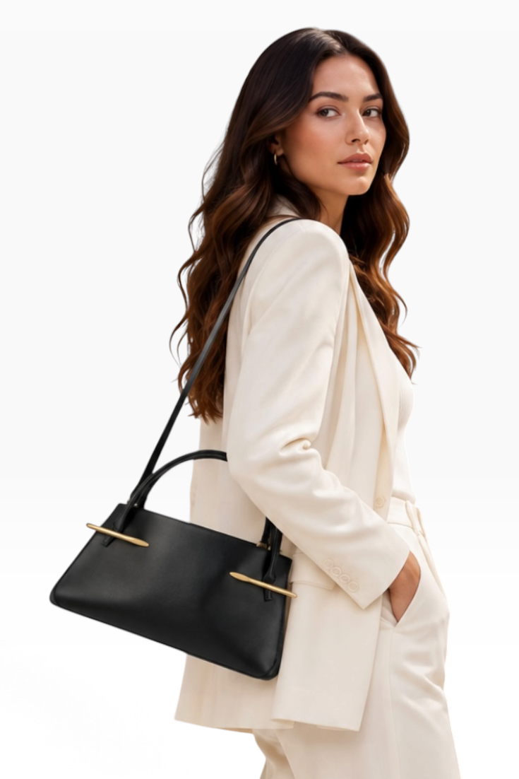 Noir Arc Sculpted Handbag