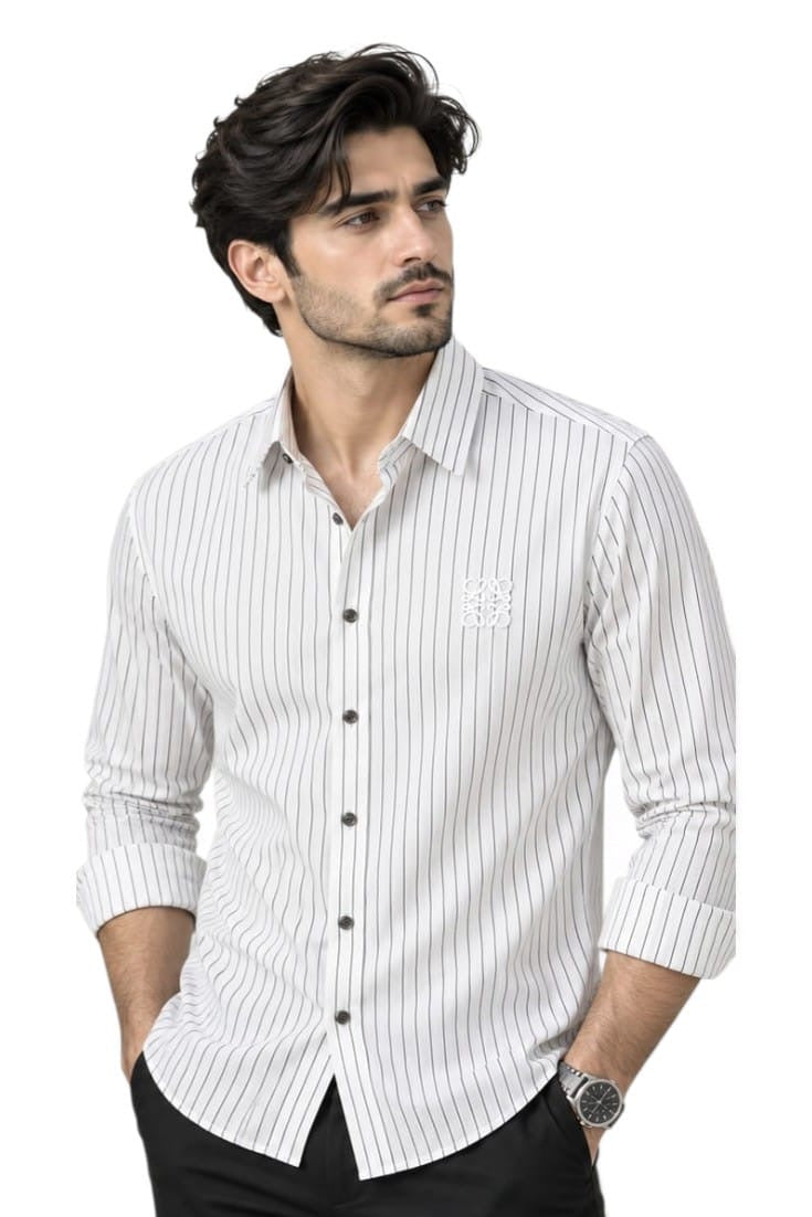 Ivory Pinstripe Anagram Shirt