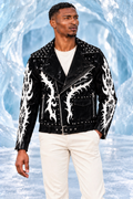 Midnight Rebel Tribal Studded Biker Jacket