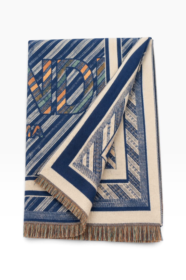 Royal Azure Geometric Shawl