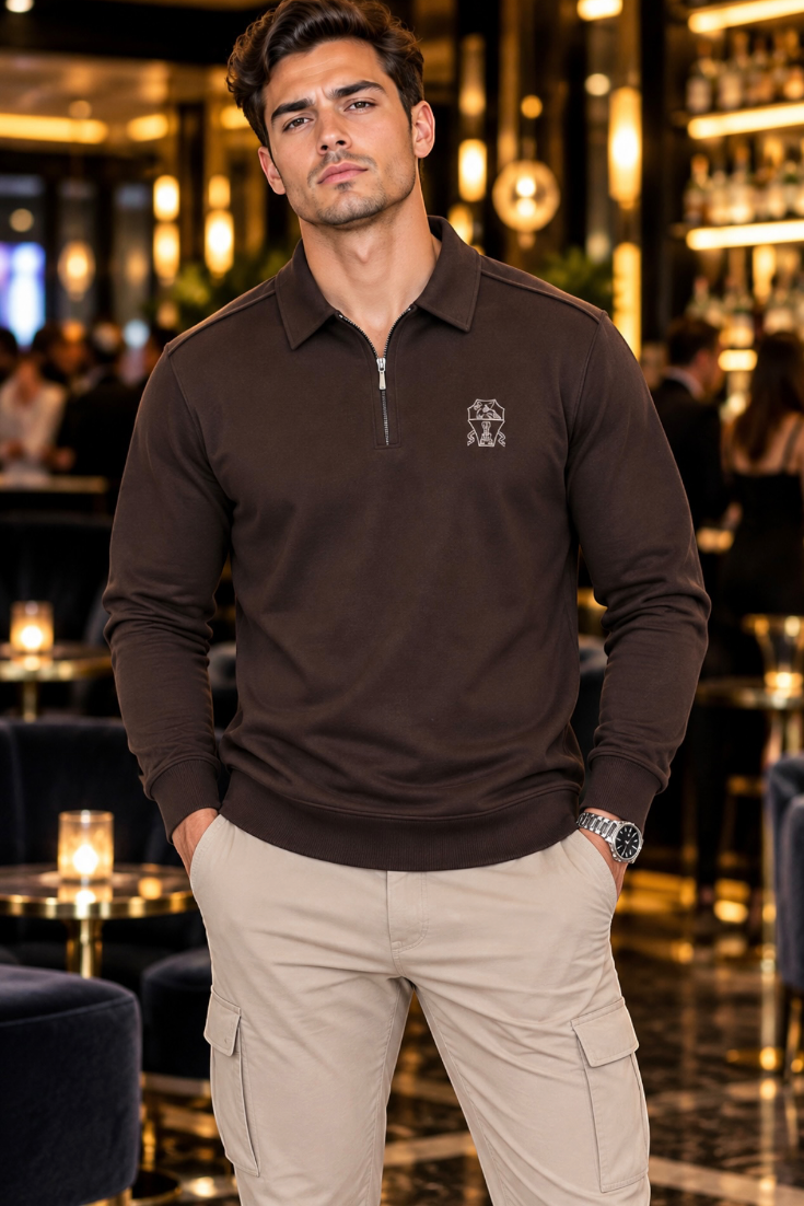 Espresso Crest Quarter-Zip Jacket