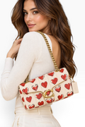Scarlet Hearts Quilted Shoulder Bag