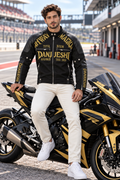 Black Gold Velocity Racing Biker Jacket