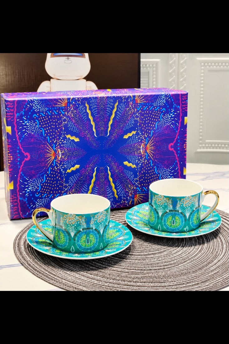 Emerald Peacock Royale Luxury Tea Cup & Saucer Set