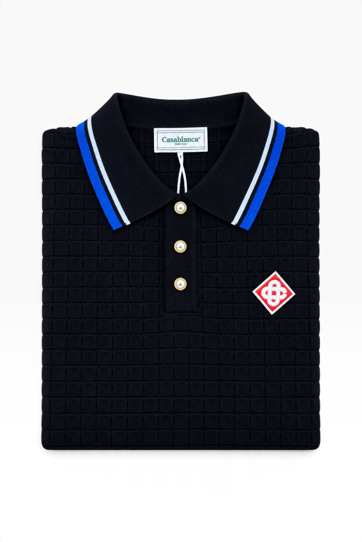 Midnight Grid Royale Polo Sweater