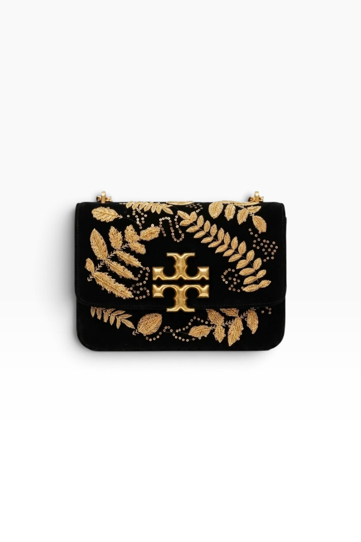 Gilded Fern Velvet Chain Bag
