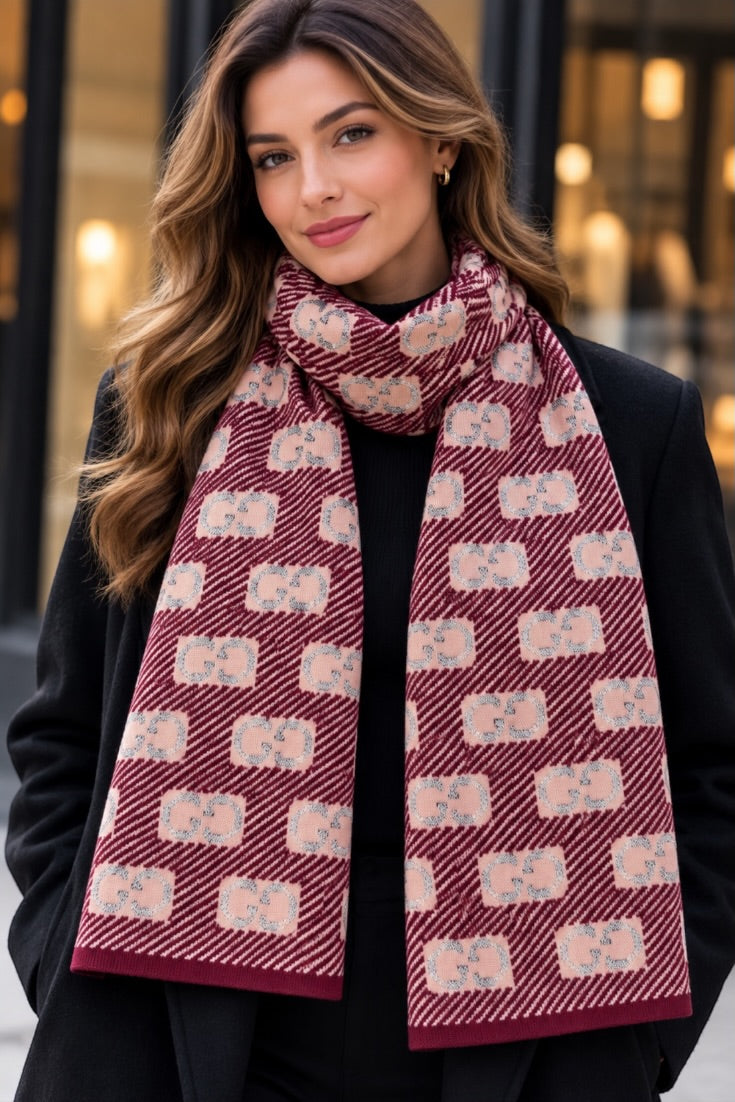 Burgundy Heritage Monogram Muffler