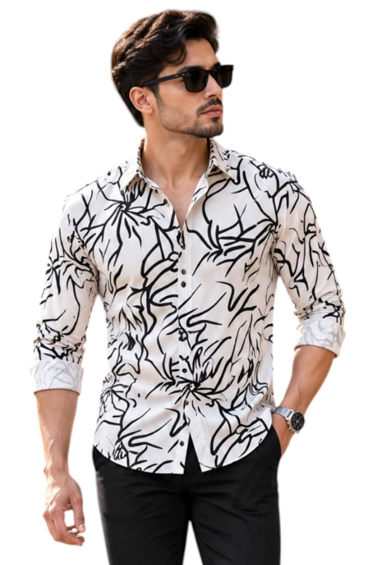 Monochrome Graffiti Flow Shirt