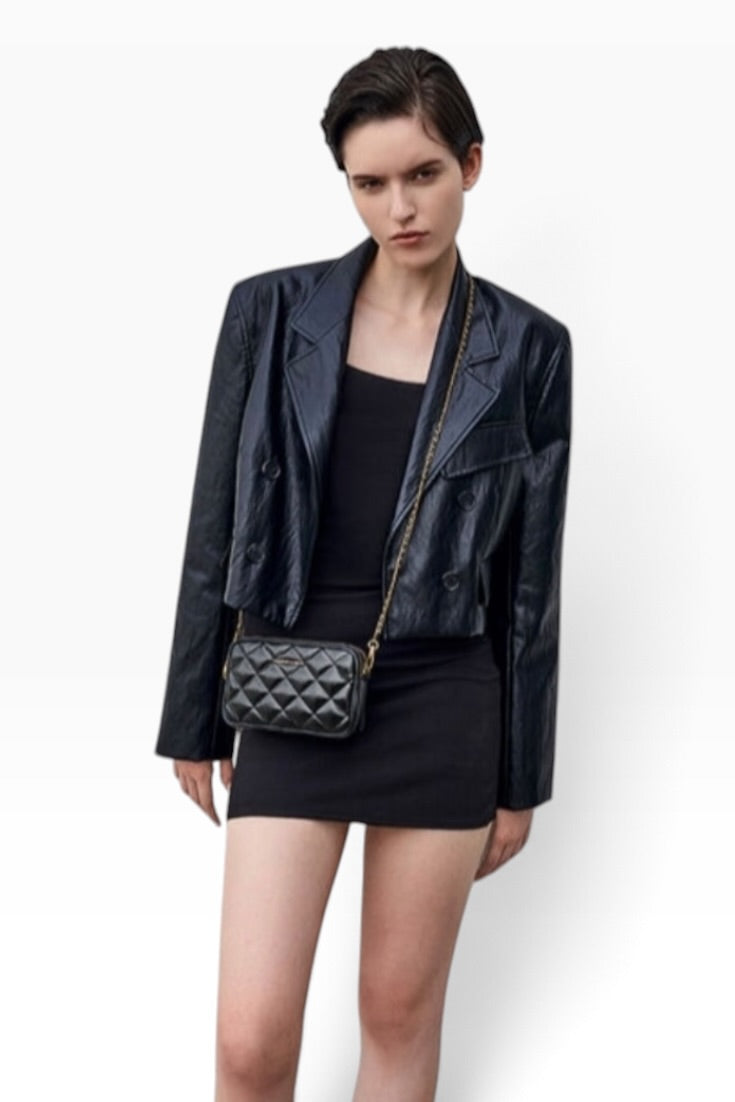 Midnight Quilted Luxe Crossbody Bag