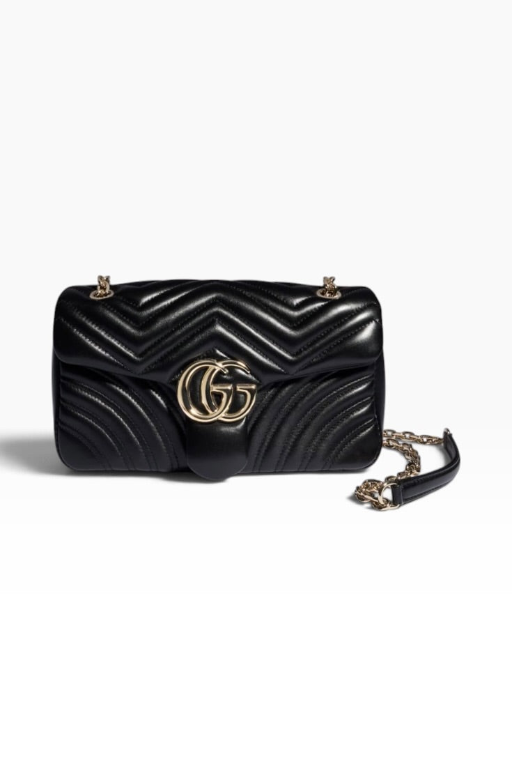 Midnight Chevron Luxe Chain Shoulder Bag
