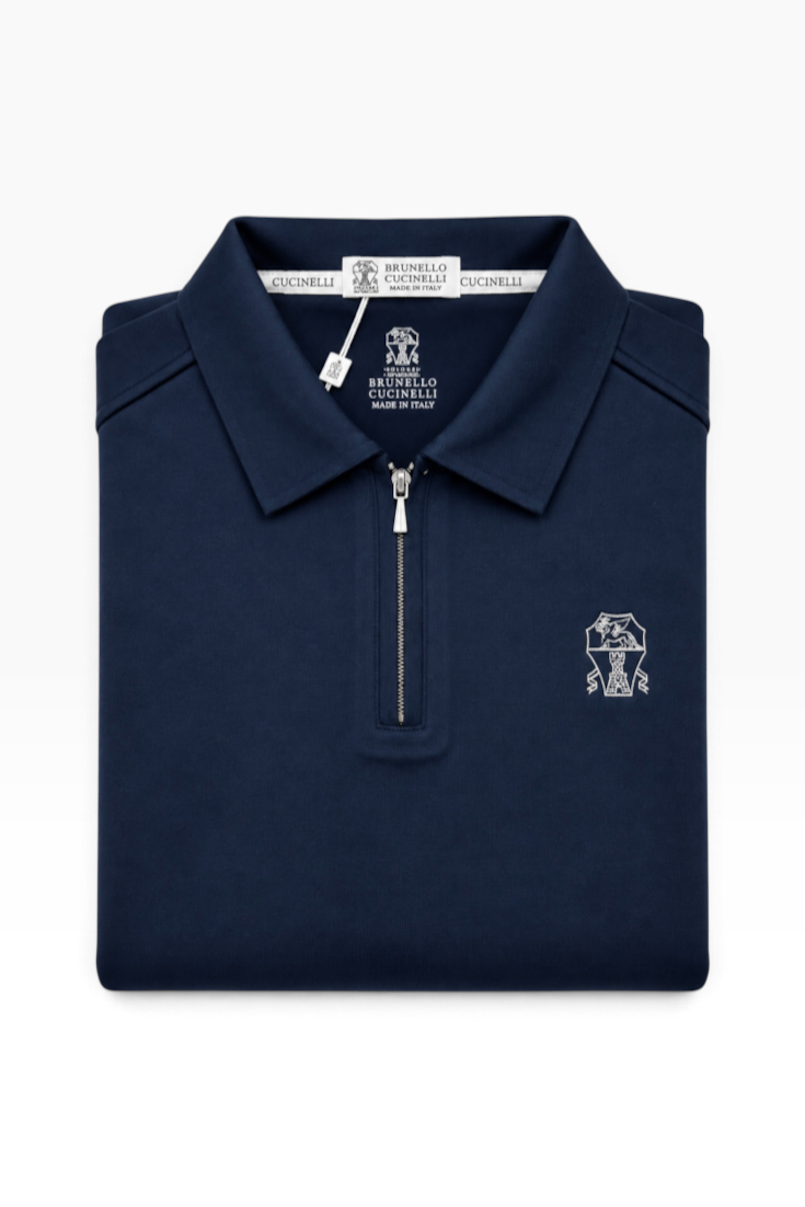 Midnight Navy Crest Quarter-Zip Jacket