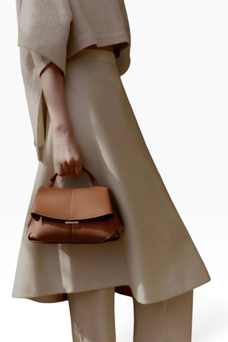Cognac Heritage Sculpted Top Handle Bag