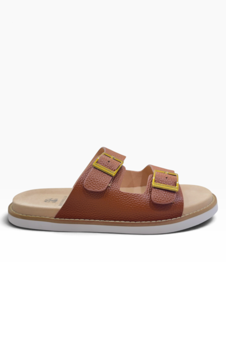 Cognac Heritage Double-Buckle Slides