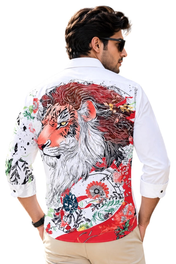 Crimson Brushstroke Statement Shirt