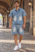 Azure Quartz Vintage Wash Denim Co-ord Set