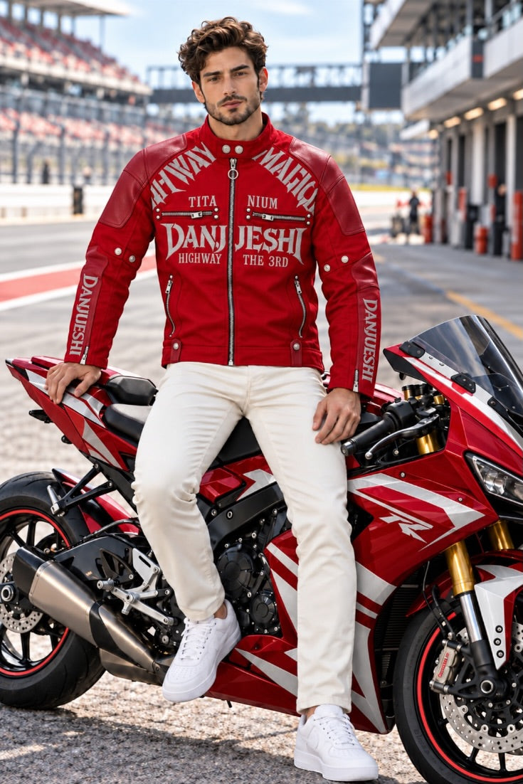 Crimson Velocity Racing Biker Jacket