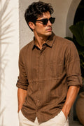 Mocha Heritage Textured Casual Shirt