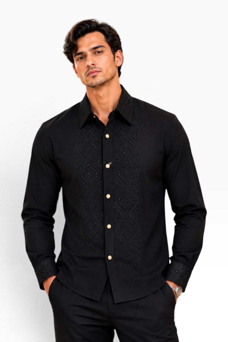 Midnight Onyx Diamond Embellished Shirt