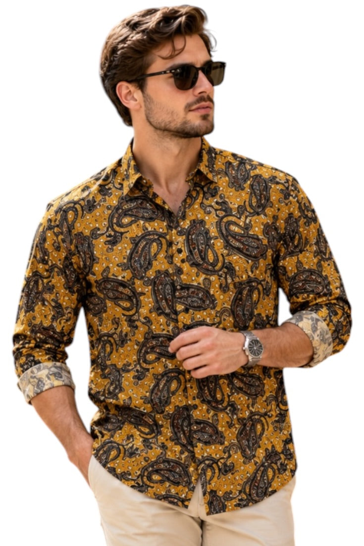 Golden Paisley Statement Shirt