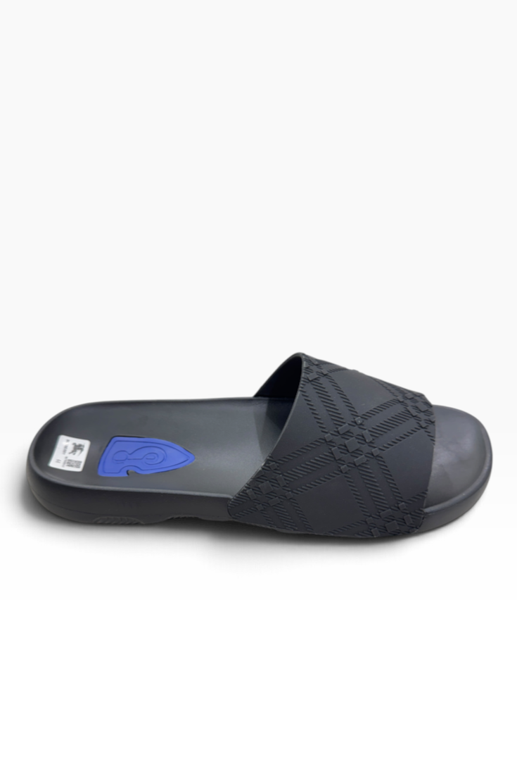 Midnight Tartan Embossed Slides