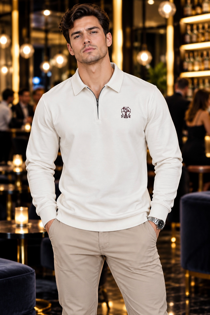 Ivory Crest Quarter-Zip Jacket