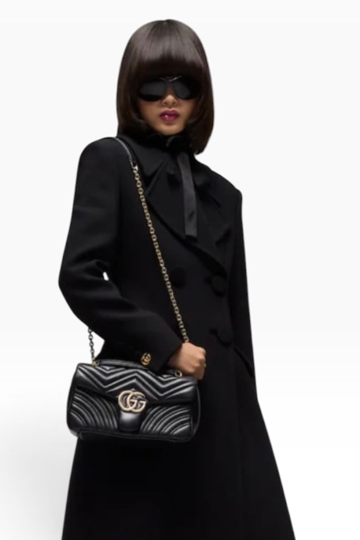 Midnight Chevron Luxe Chain Shoulder Bag