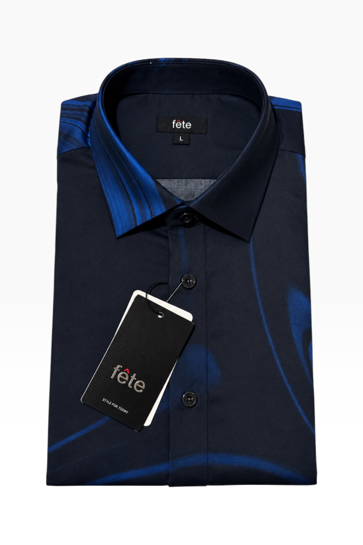 Midnight Sapphire Wave Statement Shirt