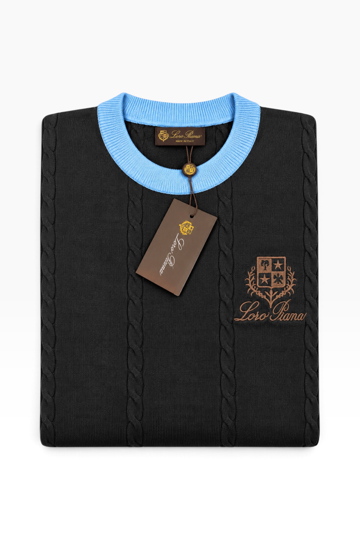 Midnight Crest Cable Knit Sweater