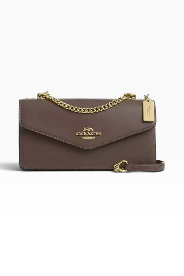 Mocha Luxe Envelope Chain Bag