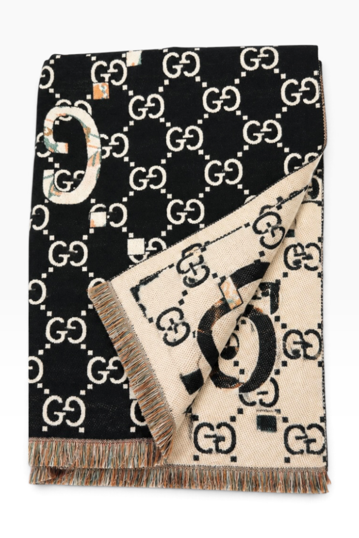 Midnight Reversible Monogram Shawl